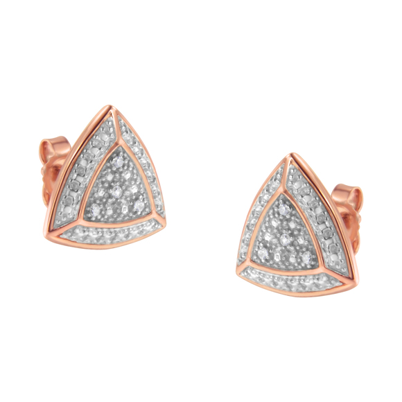 14K Rose Gold over .925 Sterling Silver Diamond-Accented Trillion Shaped